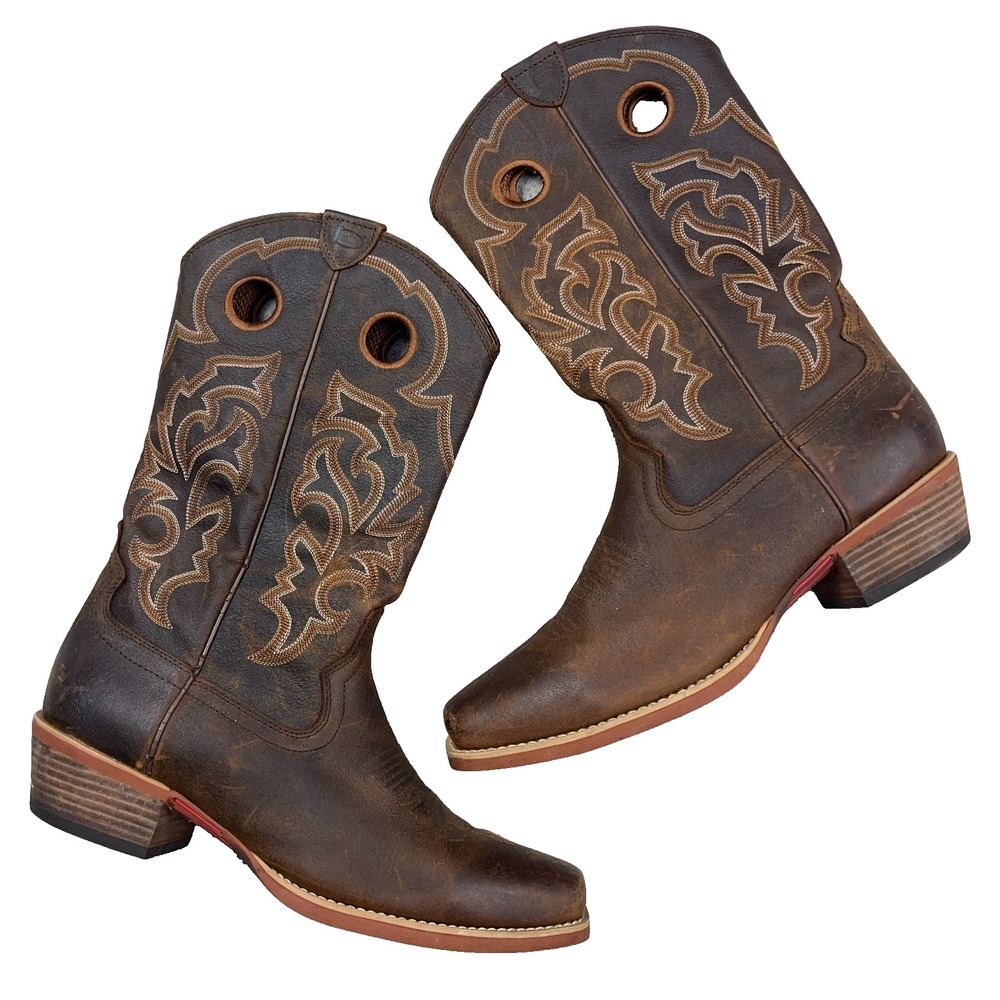 Justin Puncher Boots Mens 13 D Brown Leather Square Toe Western Cowboy 7310